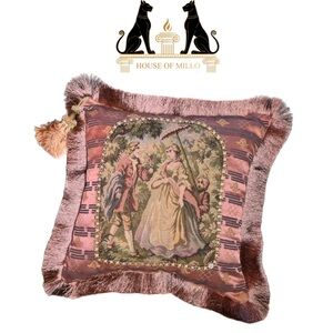 Decorative Luxury Accent Pillow - Pink and Green - Tender is the Dark